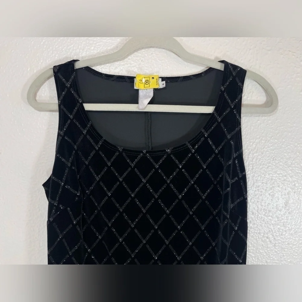 Vintage CDC Sparkly Glitter Black Sleeveless Mini Dress Women’s 6 Date Night - Picture 2 of 10